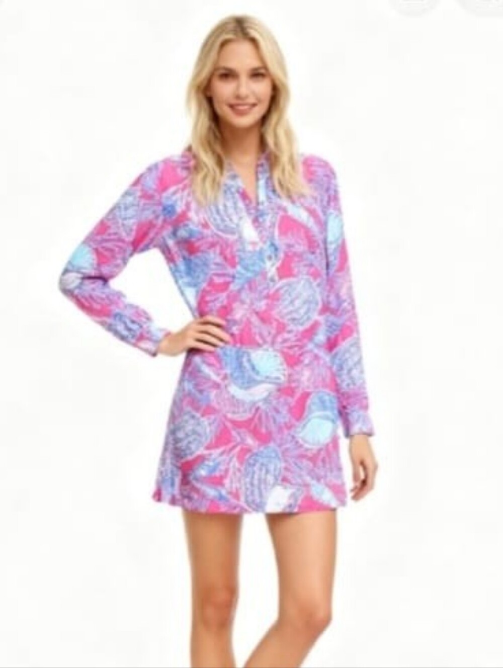 Talbots Swim Shell Print Coverup Size M